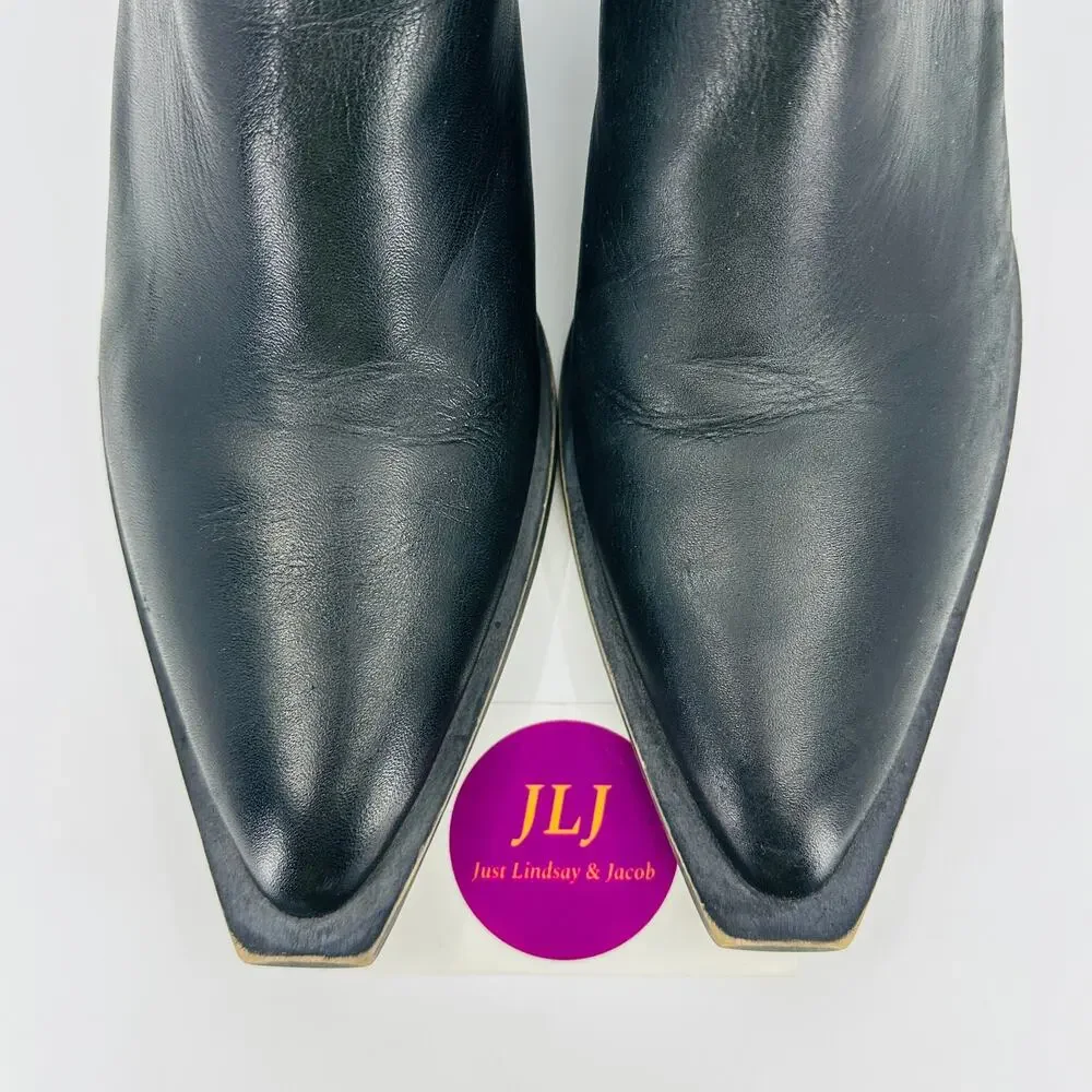 Free People Women's Wild Thing Black Leather Point Toe Mules Size 39 EU/ 8.5 US